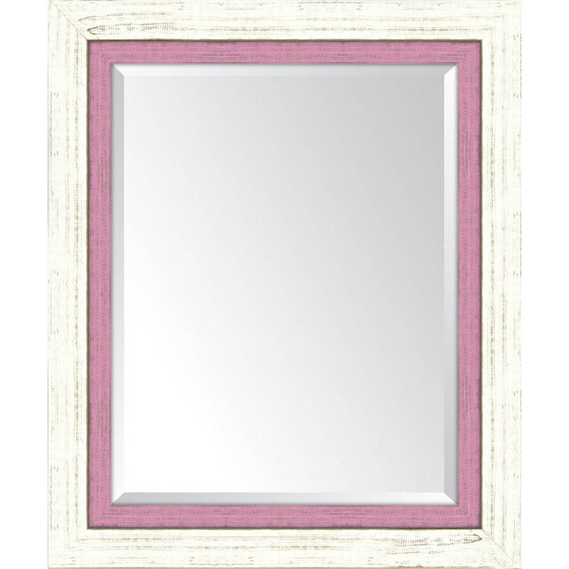 Chilhowie Wood Flat Wall Mirror, 36" H x 30" W, Pink