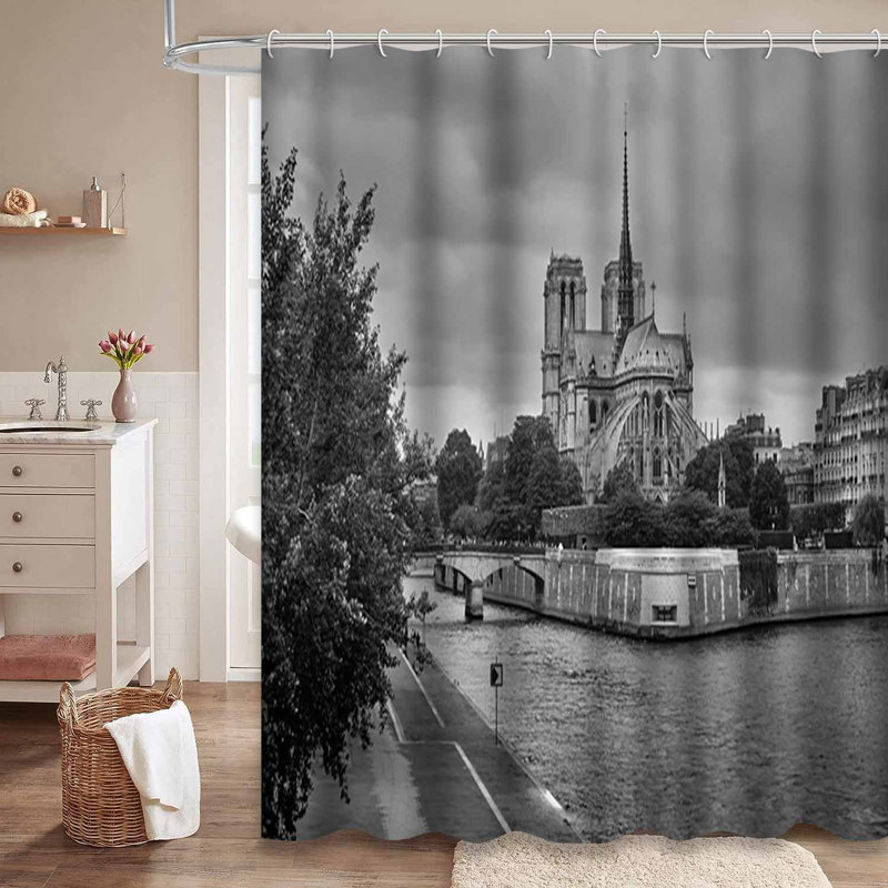 Rideau de douche cathédrale avec 12 crochets Cathédrale Paris, L 72 po x l 72 po