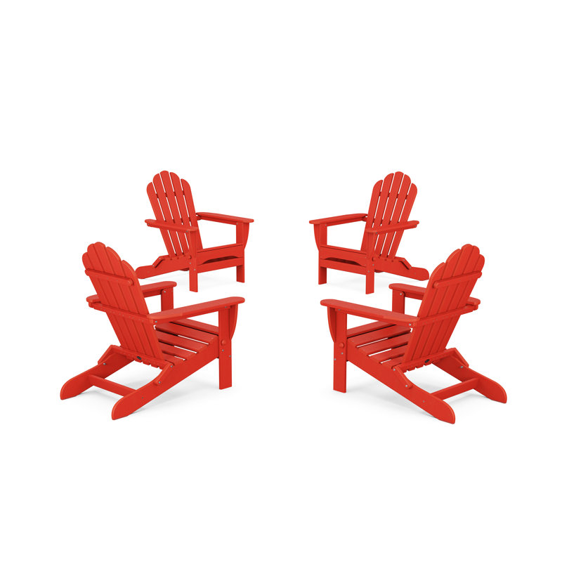 4-Piece Monterey Bay Folding Adirondack Chair Conversation Set, Sunset Red