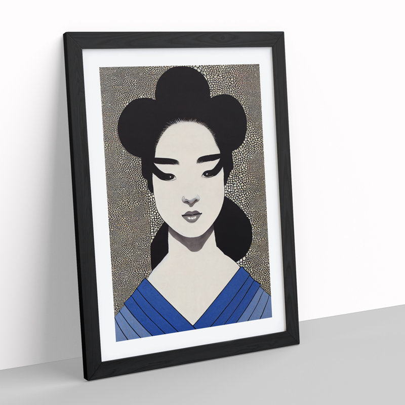 XV1022-6X A Beautiful Geisha No.5 - Single Picture Frame Print, Black, 64cm H x 46cm W
