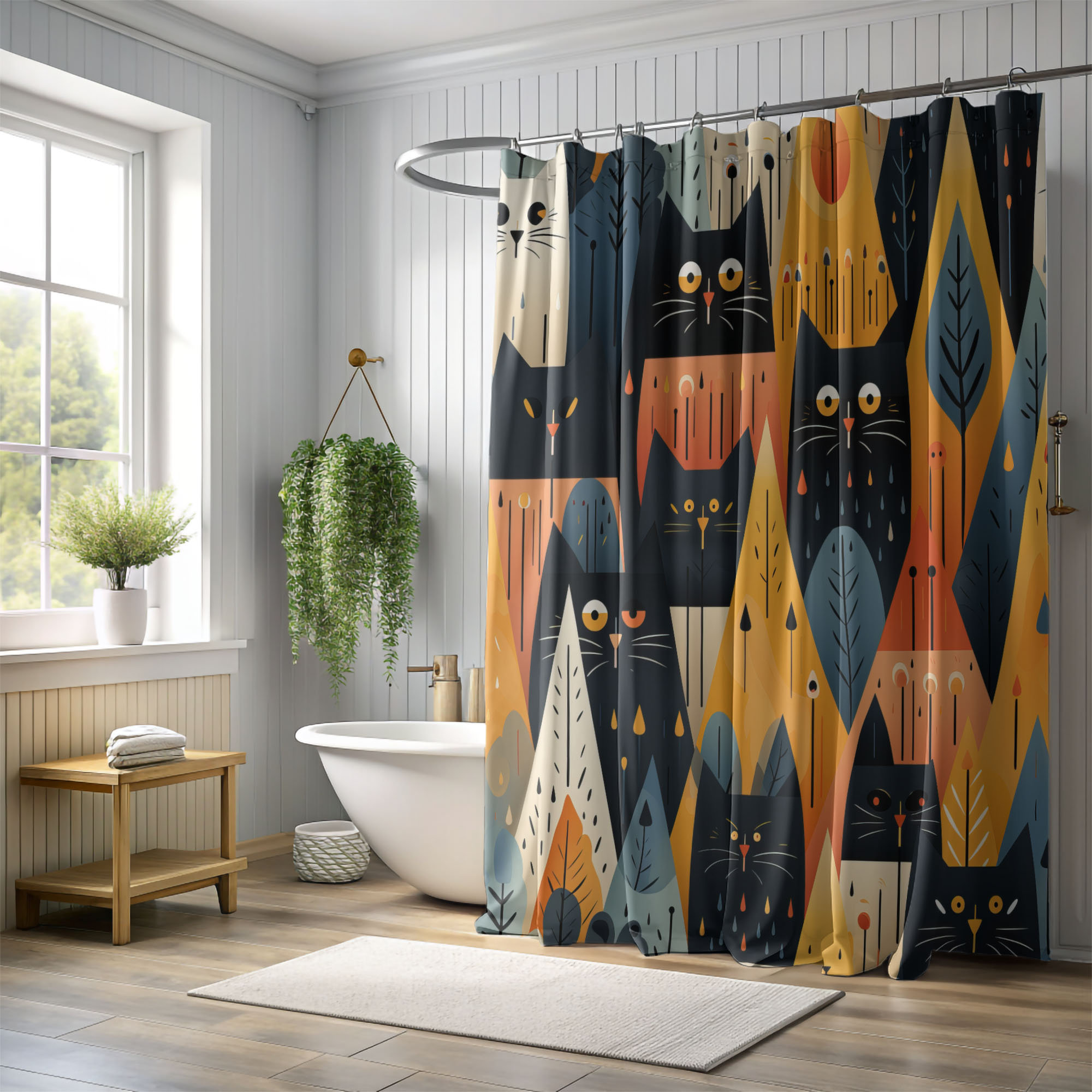 East Urban Home Ghoulish Cats - Premium Shower Curtain | Wayfair