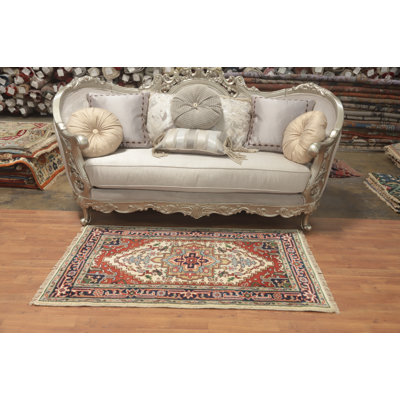 Tapis décoratif ivoire fait à la main en laine 3 x 5
