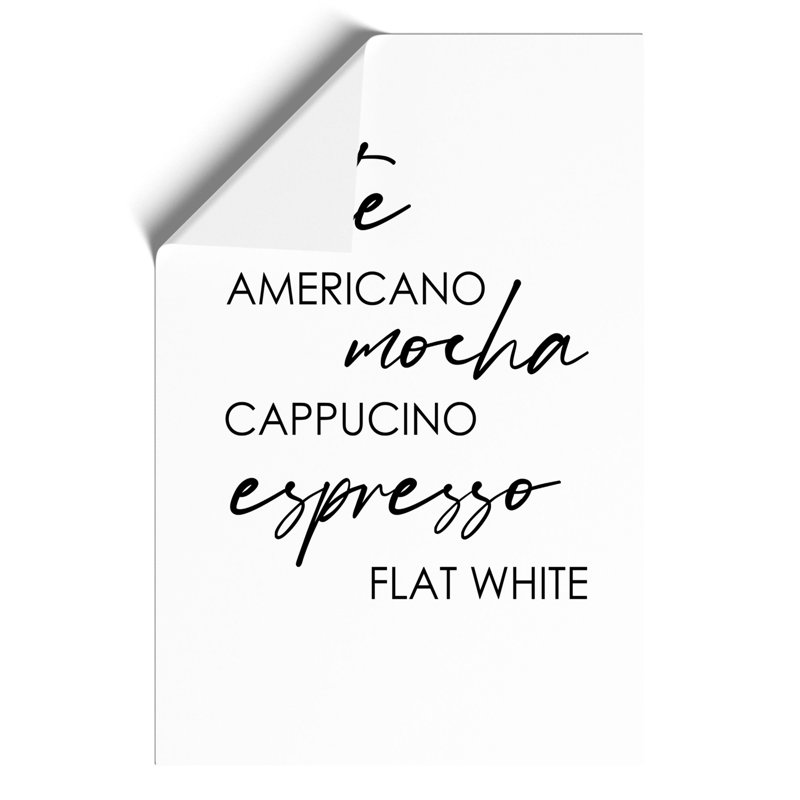 Coffee Types - Frameless Print, 42cm H x 30cm W x 0.1cm D