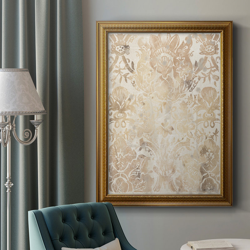 Toile encadrée noyer damassé de qualité supérieure III - prête à être accrochée, L 16 po x H 20 po