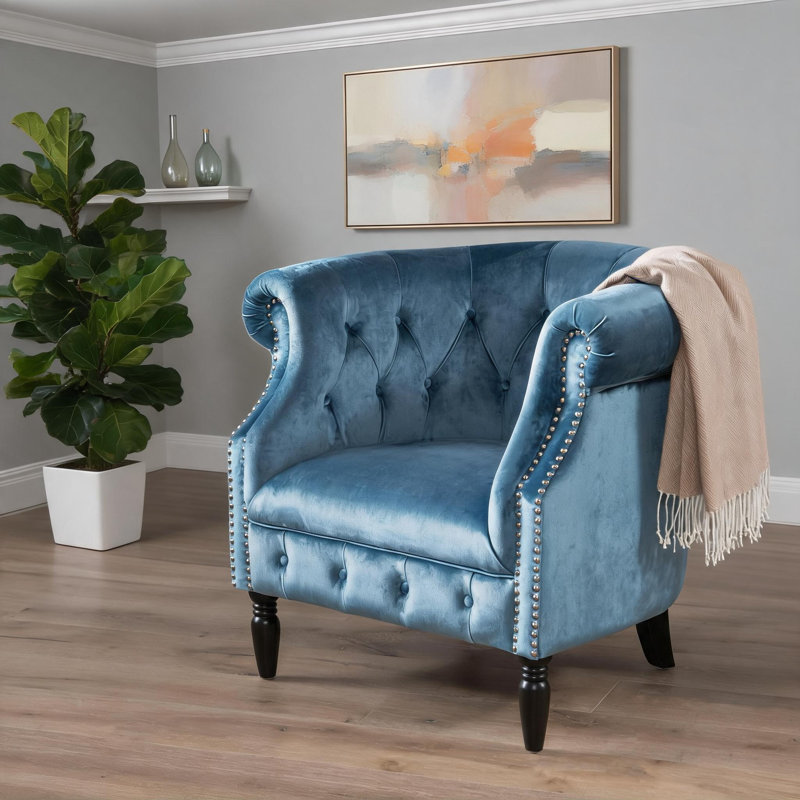 Fauteuil d'appoint en velours club pour usage domestique, siège simple classique pour espaces de vie confortables
