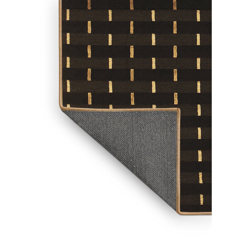 Tapis rectangulaire en laine / polyester tissé à la machine noir / brun / ivoire 8 pi x 12 pi