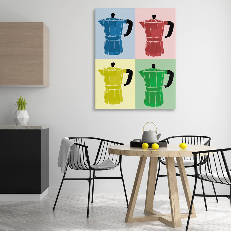  «Coffee Espresso Pop Style», art mural sur toile par Daniela Santiago, H 48 po x l 36 po