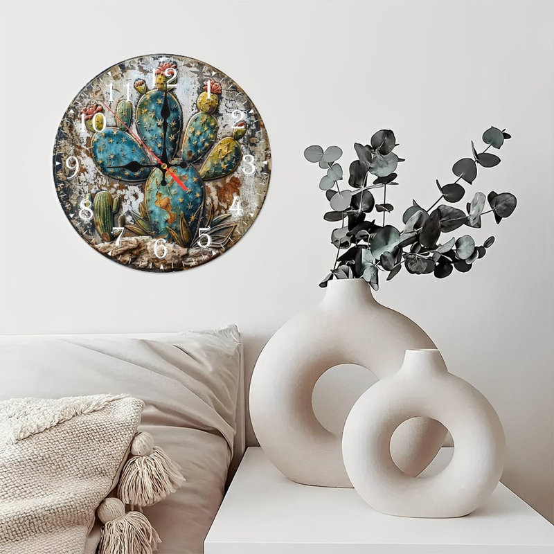 Horloge murale en bois 10 po, mouvement silencieux, à piles (piles AA non incluses), décor artistique, parfait pour les décorations
