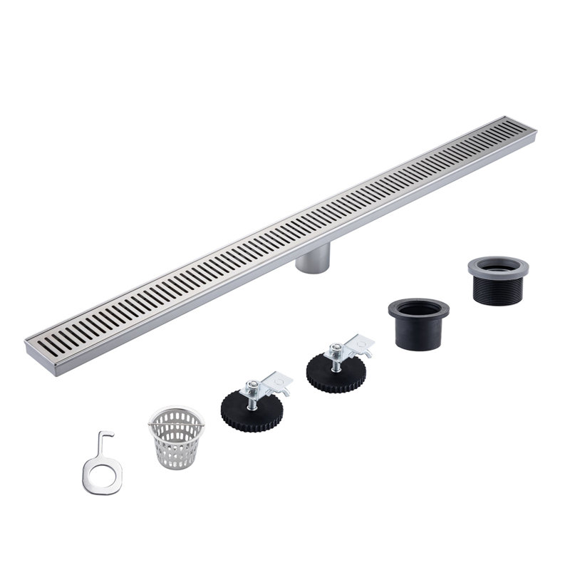 Drain d'évier de cuisine l 36 po, Nickel brossé