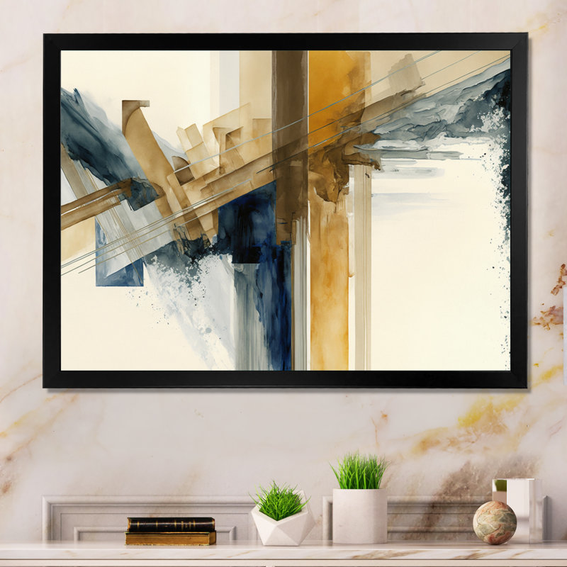 «Modern Watercolor Abstract II», impression sur toile, Cadre simple noir, H 12 po x l 20 po x P 1 po