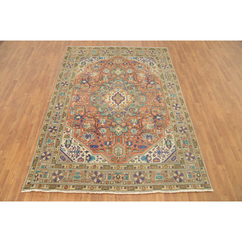 Tapis traditionnel rétro en laine 6 x 9