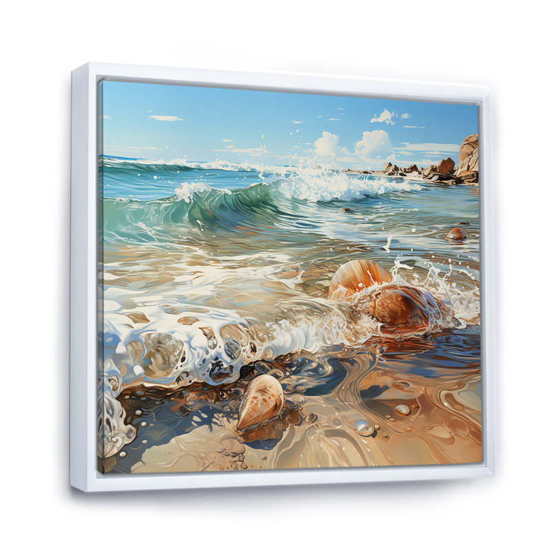 «Ocean Charm In Winter», reproduction sur toile, Cadre flottant blanc, H 24 po x l 24 po x P 1 po
