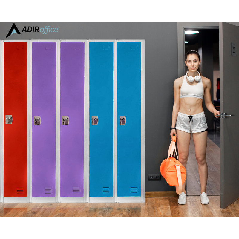 Green Steel Freestanding Locker with Adjustable Shelving