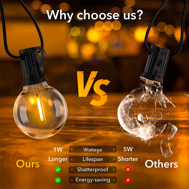 Anariah 3048cm 50 - Bulb Festoon Lights String Light (End to End Connectable)