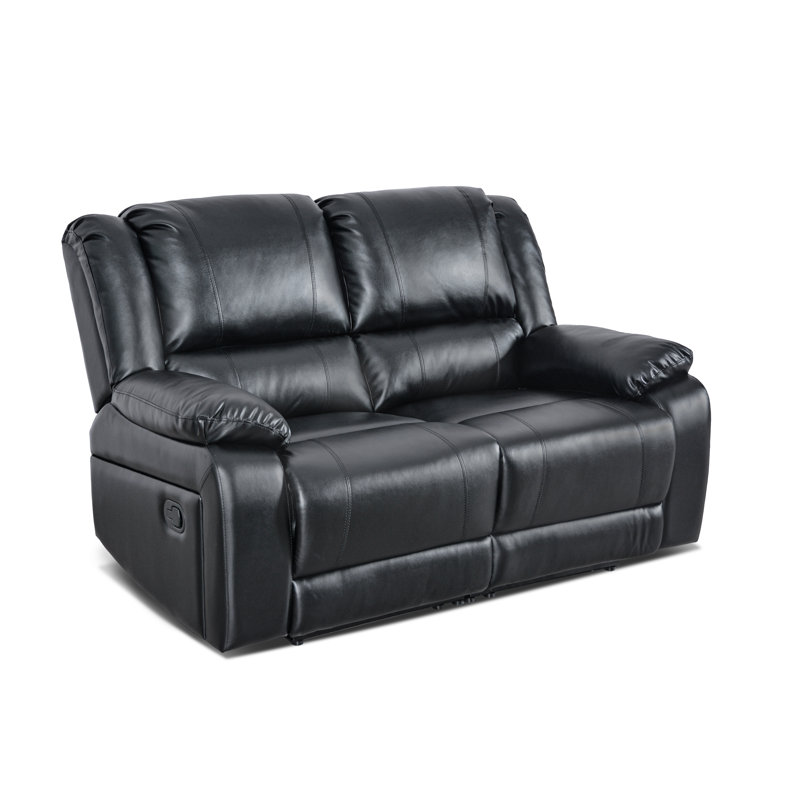59.5'' Faux Leather Reclining Loveseat, Black