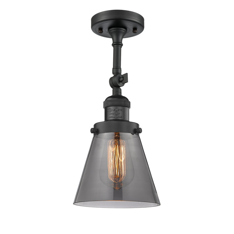 Applique murale 1 lumière Cone, Fumé, Noir mat, Ampoule à DEL rétro de 6 watts