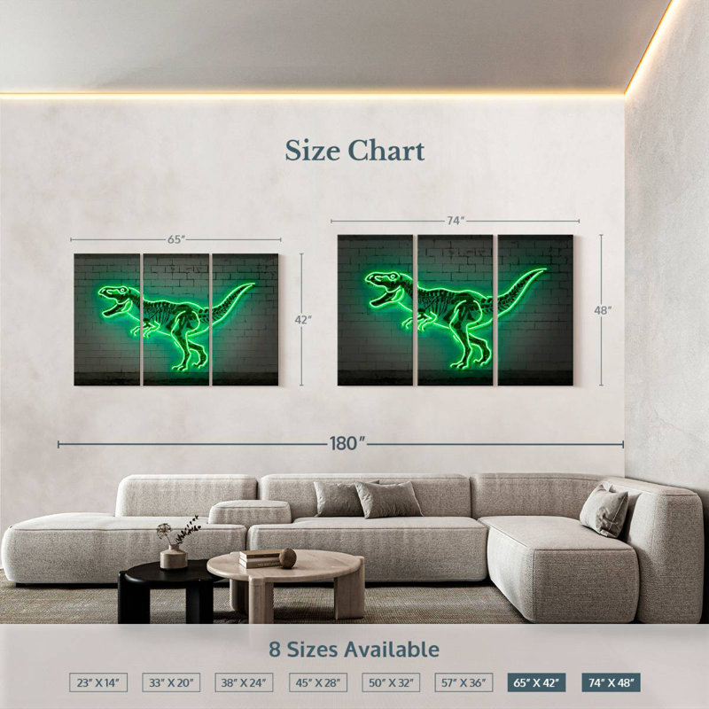 Brampt Neon T Rex, 42" H x 65" W