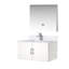 36 po L x P 22 po. Meuble-lavabo blanc brillant, comptoir en marbre, robinet, miroir à DEL - aux rayures et aux taches-1600617709