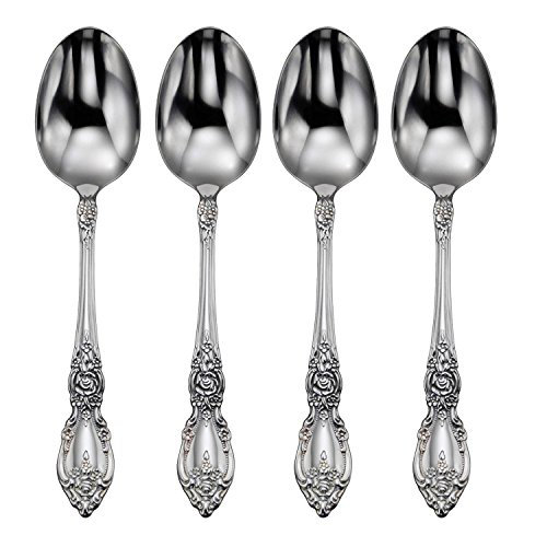 Oneida Wordsworth 2285004D - Set Di 4 Cucchiai Da Tavola In Acciaio Inossidabile 18/0, Finitura A Specchio, Design Floreale
