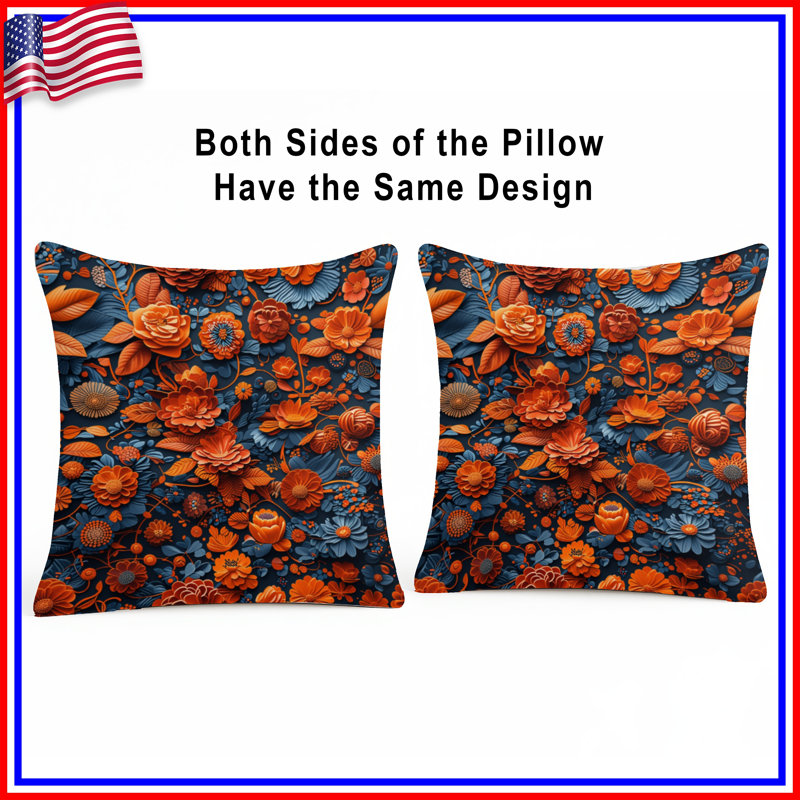 Coussins décoratifs oranges et bleus orange, 18 po x 18 po
