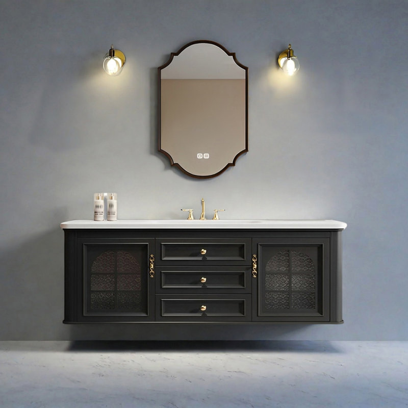 Armoire de salle de bain style français, H 21,65 po x l 59,05 po x P 21,65 po