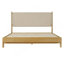 Cadre de lit plateforme en bois d'hévéa de qualité supérieure, cadre de lit grand avec tête de lit inclus, lit Mid-Century moderne de couleur beige-1450740714