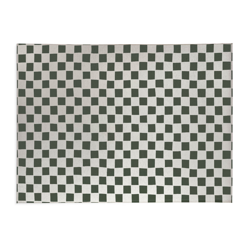 Checkered Kids Play Mat, Chimichurri/Green, Rectangle 4' x 6'