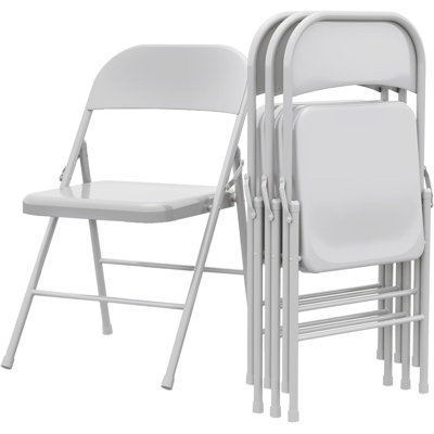 Metal Folding Chairs, All-Steel Portable Foldable Chairs for Home Office Events, Stackable, Black
