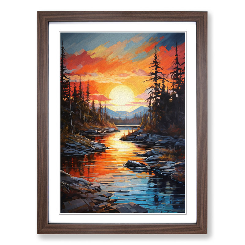 Lake Expressionism Art - Framed Print, Walnut Framed, 34cm H x 25cm W x 2cm D