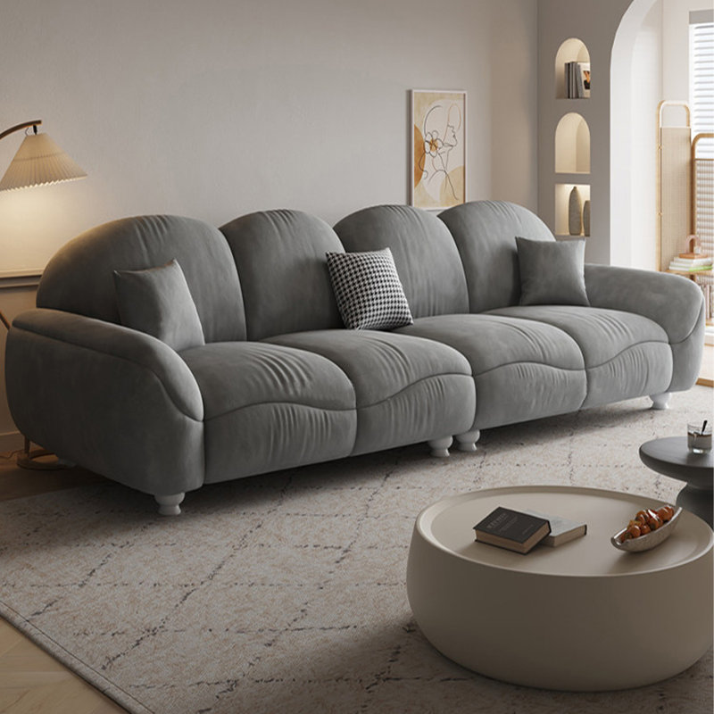 Causeuse-coussin gris modulaire 100% polyester, Grey, 31.5" H x 86.61" W x 37.4" D