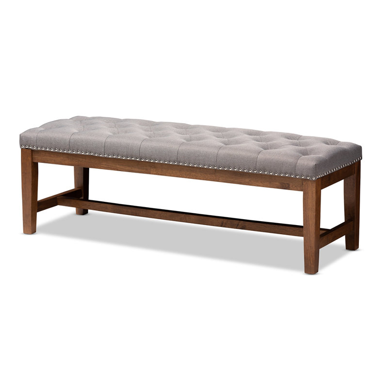 Banc rembourré en bois d'hévéa massif Sage, gris