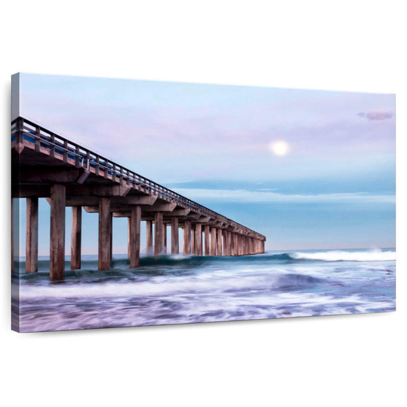 Plein lune au-dessus de Scripps Pier, H 16 po x l 24 po