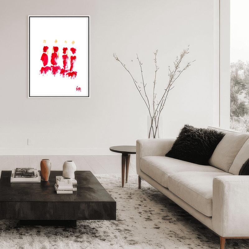 'Red Tulle' Framed Print Wall Art, 16" H x 12" W x 2.375" D, Framed Canvas, White