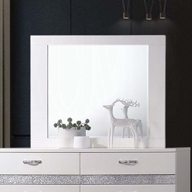 Miroir Naima II 46 po x 37 po, finition brillante blanche