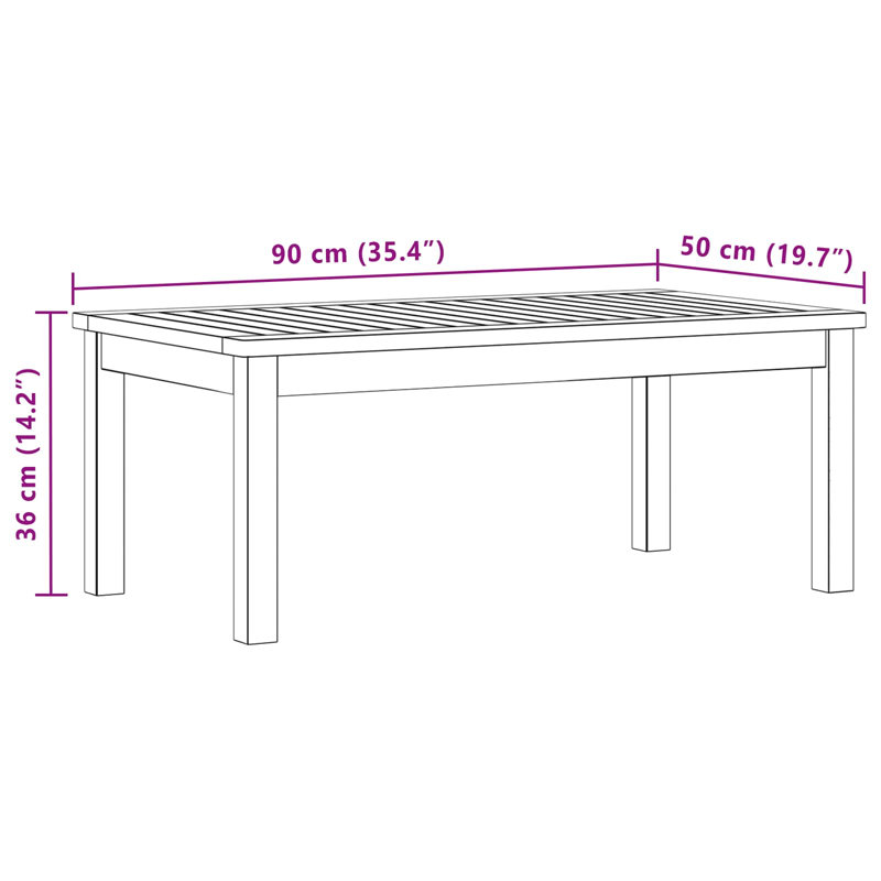 Table basse Alexadra, 14.17" H x 35.43" W x 19.69" D, Light Acacia