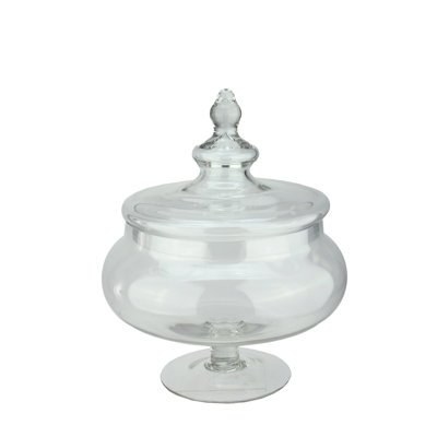 Pot rond en verre transparent de 15 po avec couvercle faiteau