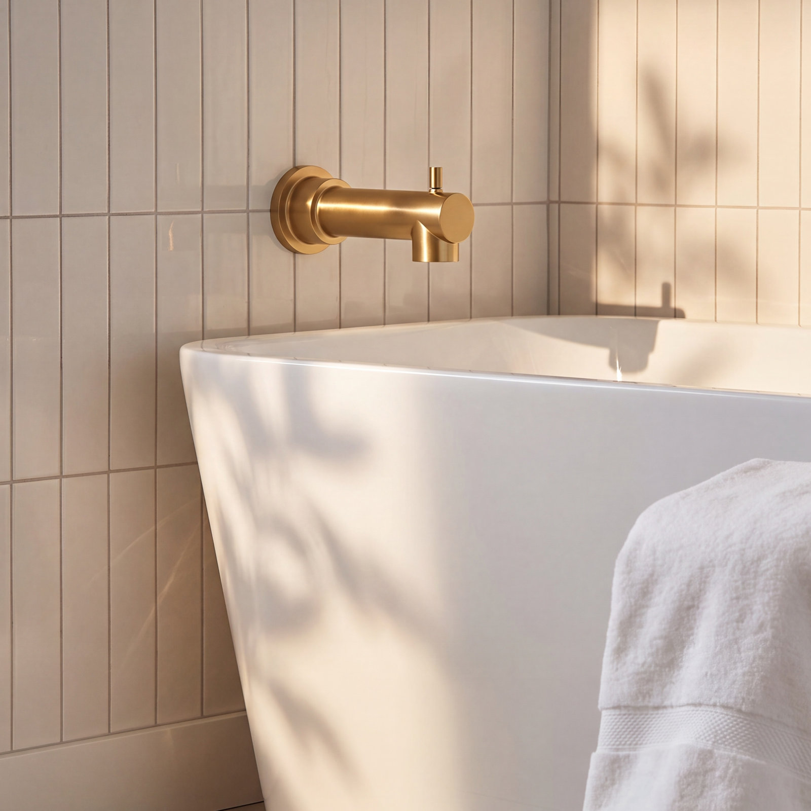 Align Wall-Mounted Tub Spout with Diverter, Brushed Gold