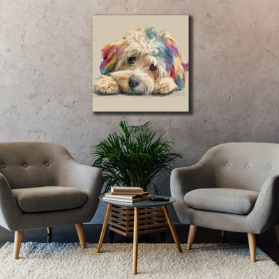  «Rainbow Havese - Puppy Eyes» par Ann Klee, art mural sur toile, 37 po x 37 po