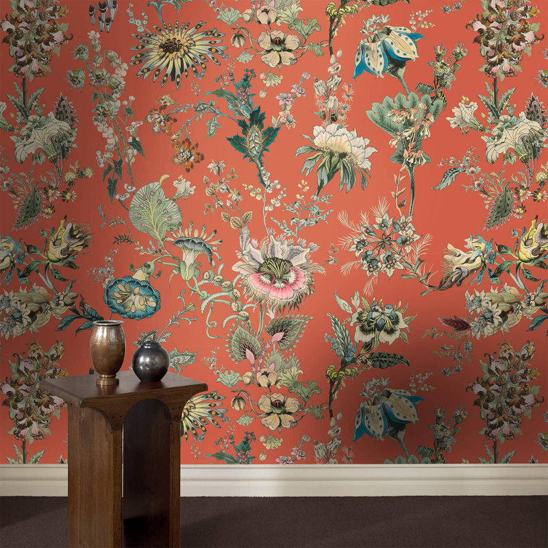 Flora Fantasia 9.84" L x 70.87" W Wallpaper Roll, Amber