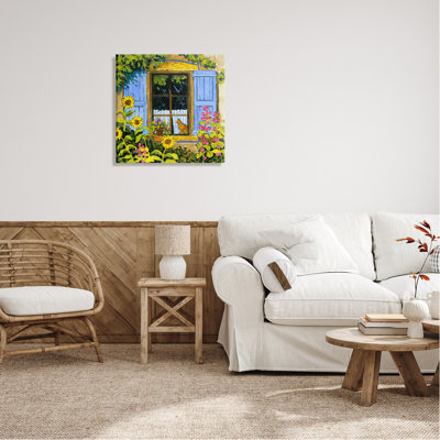 Stupell Industries Cat in Garden Window Canvas Wall Art Design by Robin Altman