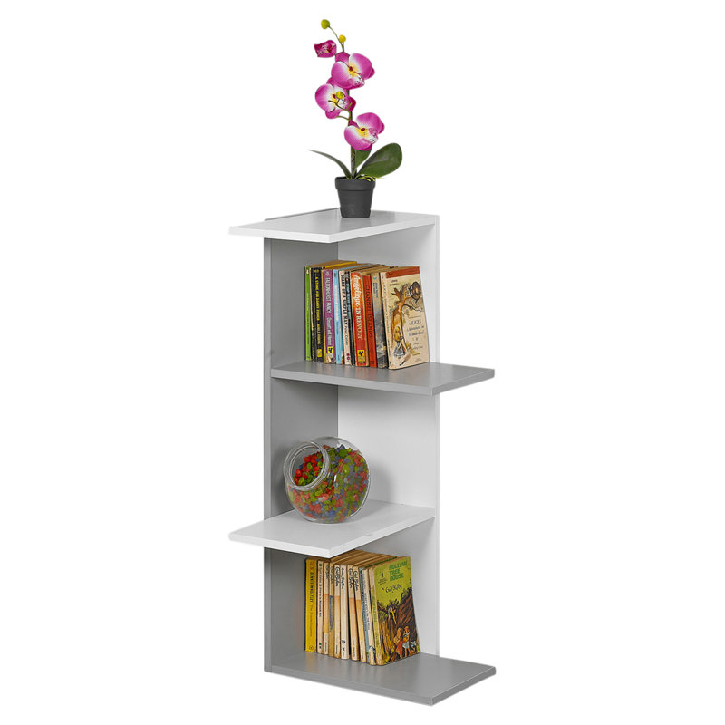 Tarver 85 cm H x 37 cm W Corner Bookcase, White+Grey