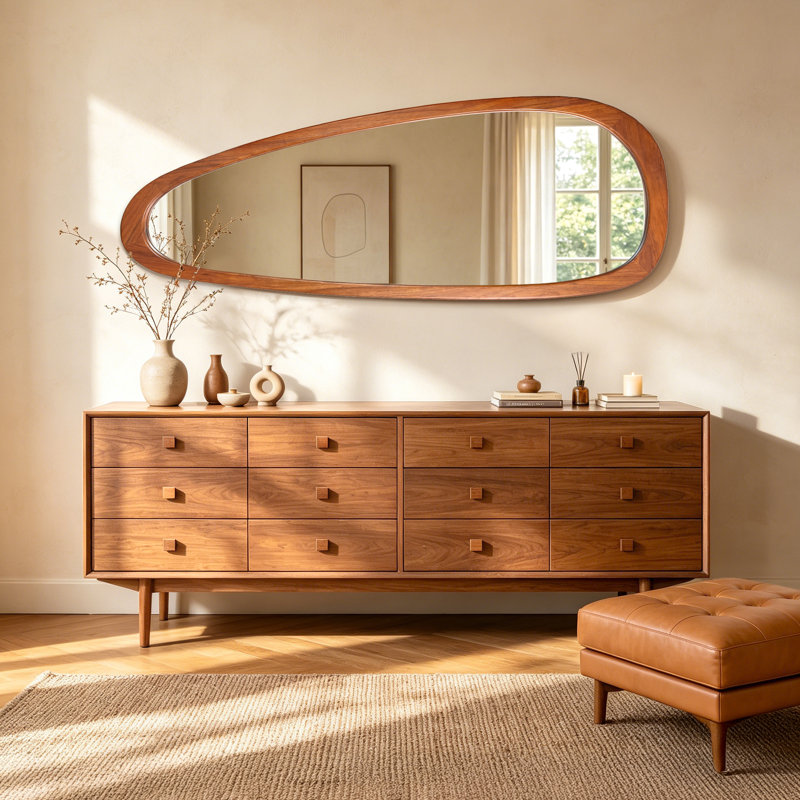 Miroir d'appoint mural Asymmetric, Brun, 60 po x 22 po