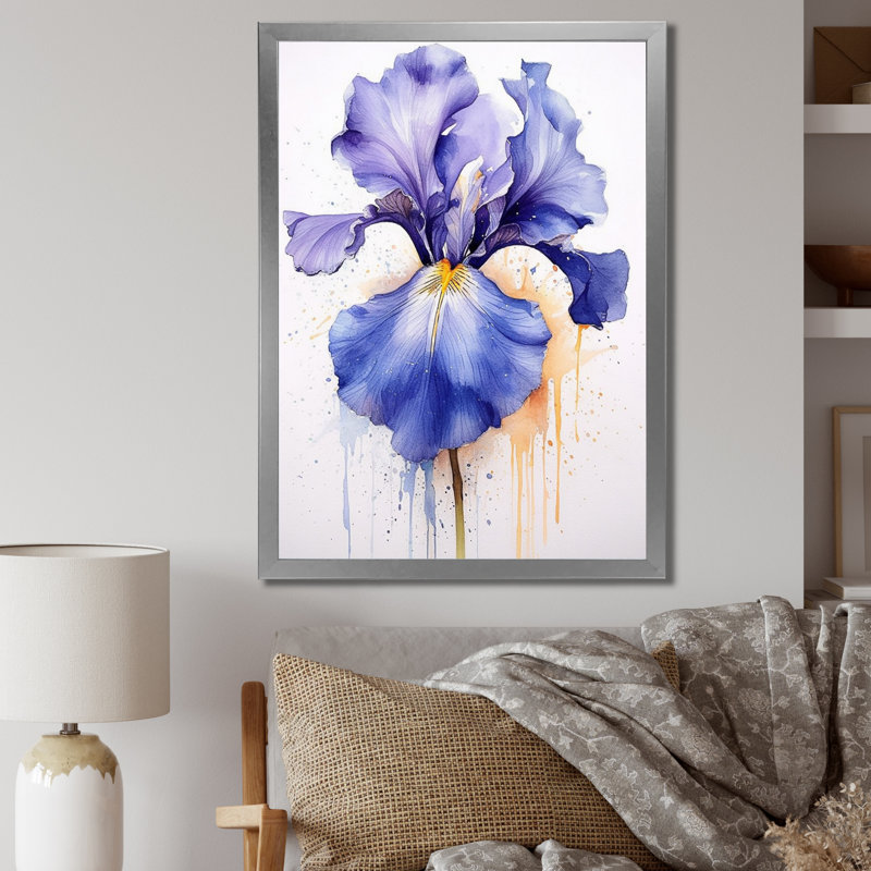 " Purple Gray Iris Impressions II ", Silver Picture Framed, 44" H x 34" W x 1" D