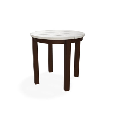 Table de bout d'extérieur 21 po ronde en polymère rustique de luxe