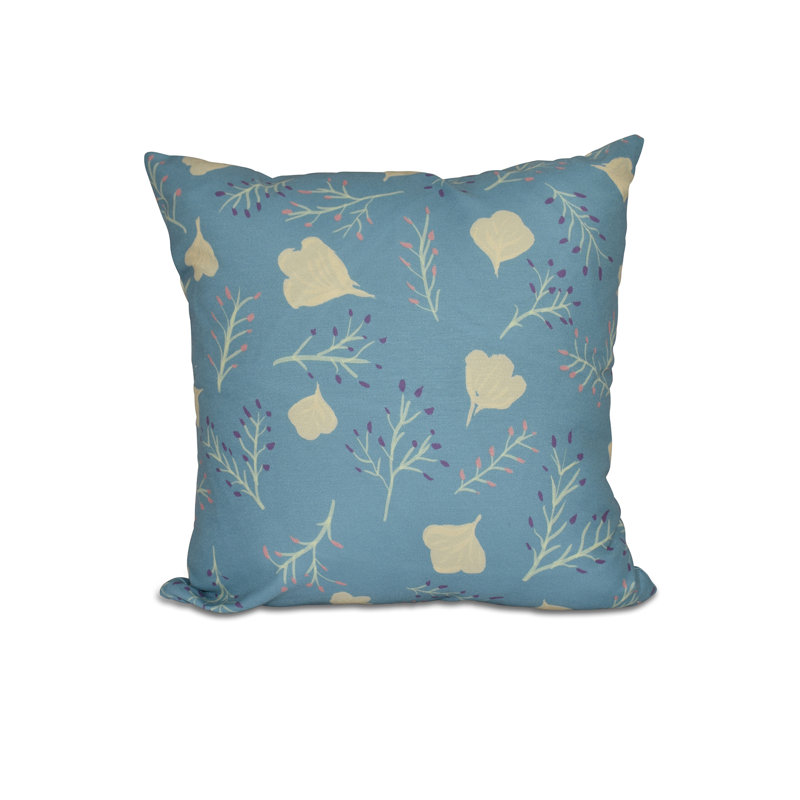 Housse et insert de coussin d'extérieur carré Botanical Blooms Spring Blooms, H 18 po x l 18 po, Bleu sarcelle