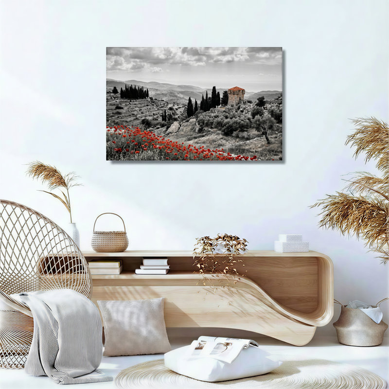 Paysage de coquelicot, reproduction d'art sur toile, ensemble de 1, H 18 po x l 24 po, Toile tendue