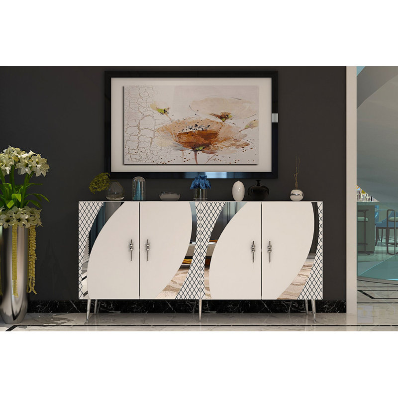 Olivia 150cm Console Table, Cream/Silver