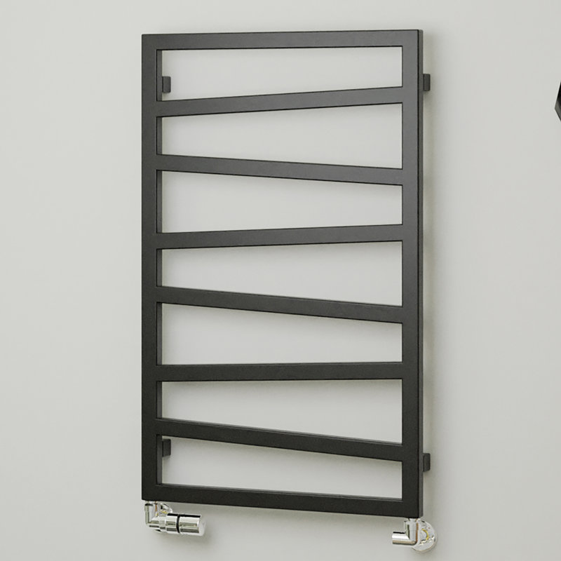 Zig Zag Heated Towel Rail, Black, 83.5cm H  x 50cm W x 7.2cm D