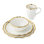 Service de table en porcelaine 16 pièces Regency Gold pour 4 personnes - Assiettes, bols et tasses à bord doré de luxe - Vaisselle élégante et lavable au lave-vaisselle