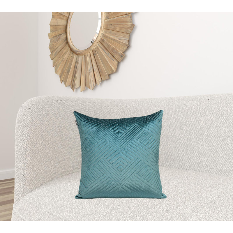 Transitional Teal Quilted Throw Pillow